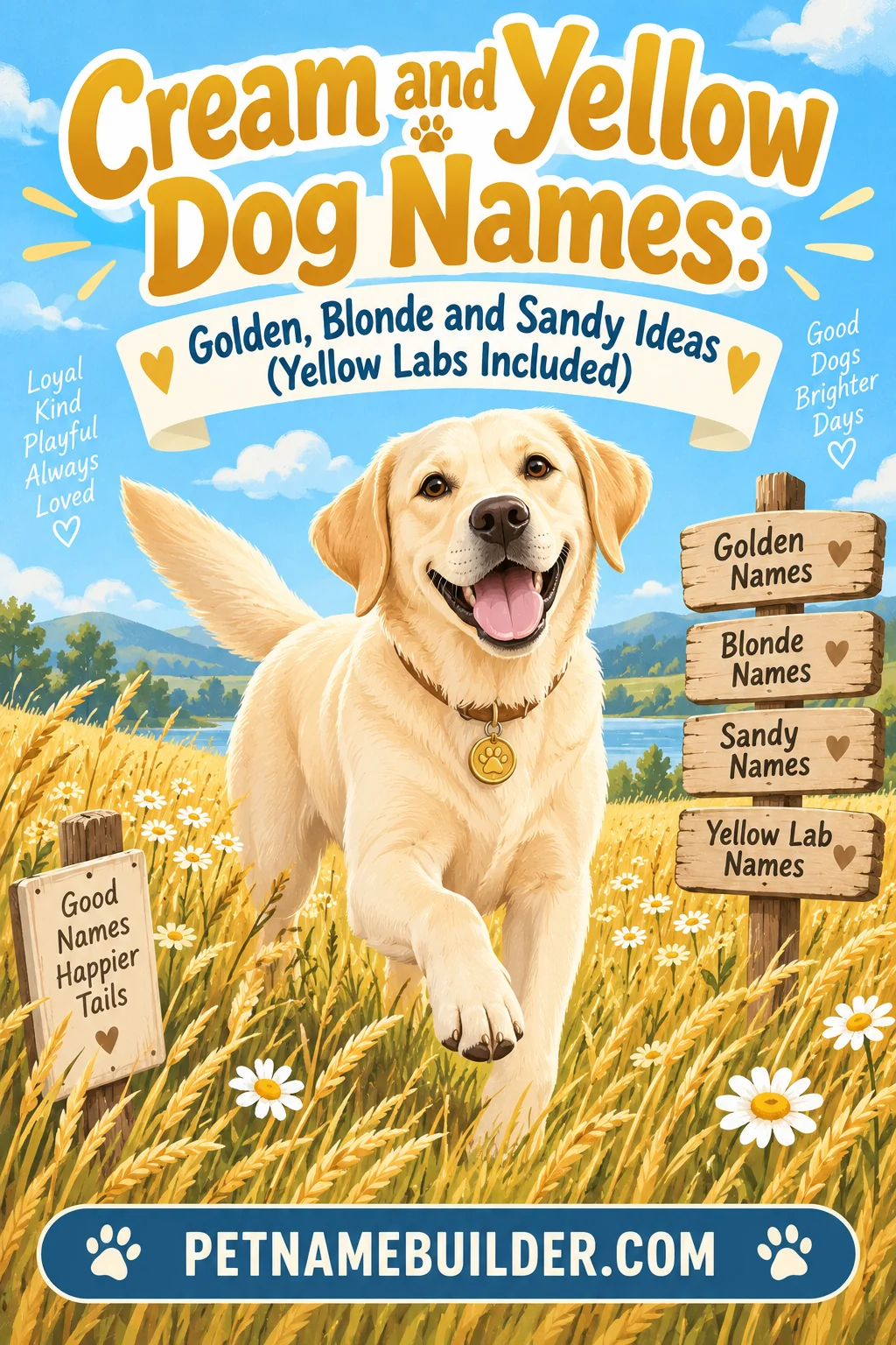 Cream and Yellow Dog Names: Golden, Blonde and Sandy Ideas (Yellow Labs Included)