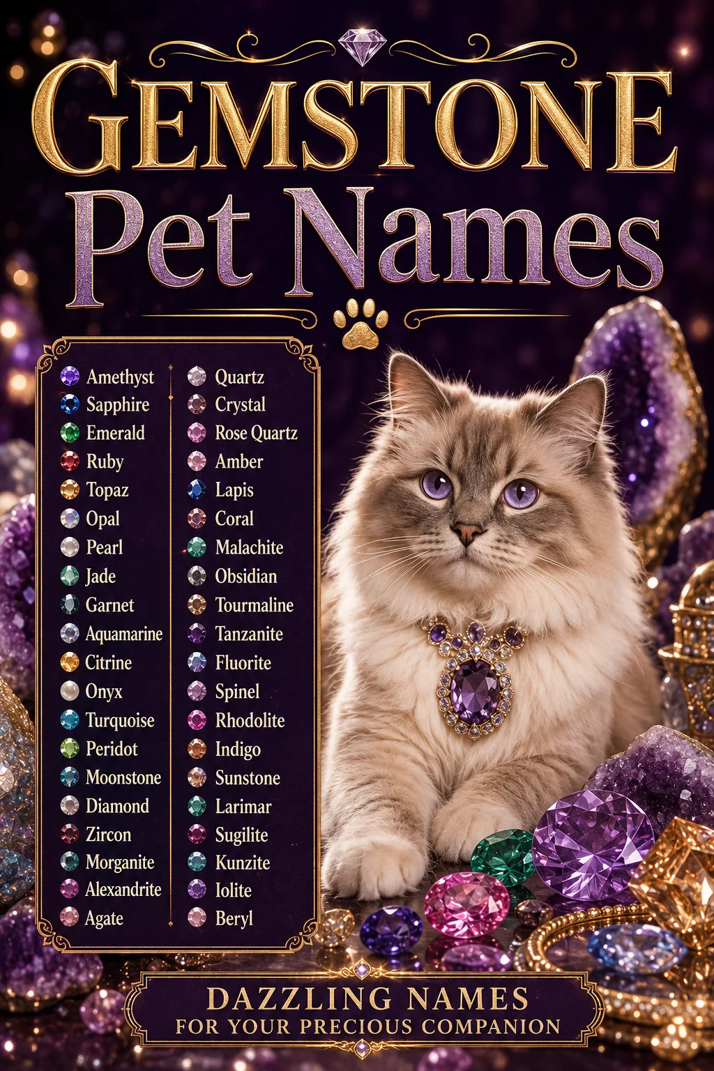 Gemstone Pet Names: 100 Precious & Sparkling Ideas