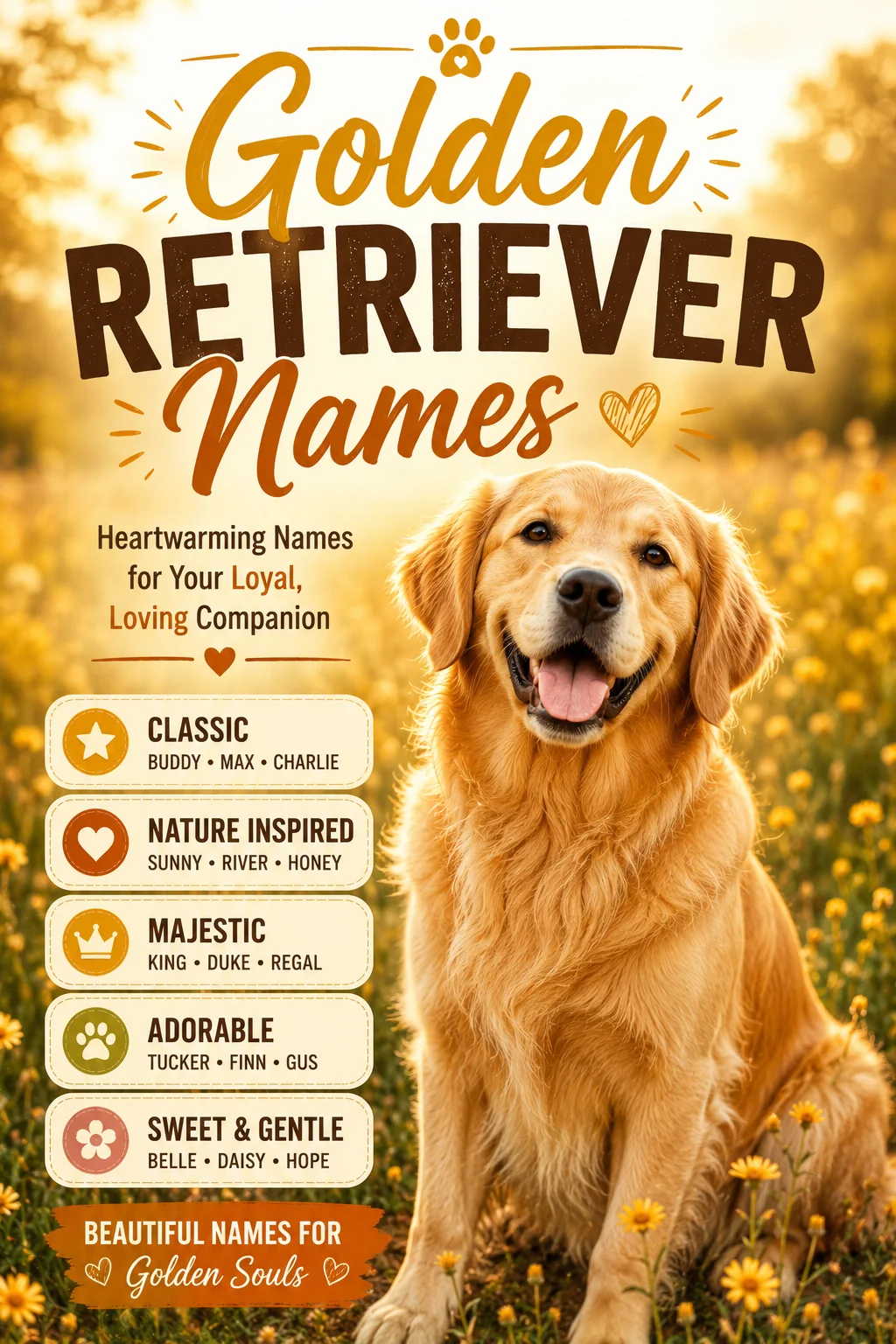 Golden Retriever Name Ideas: 90 Sunny Picks by Theme