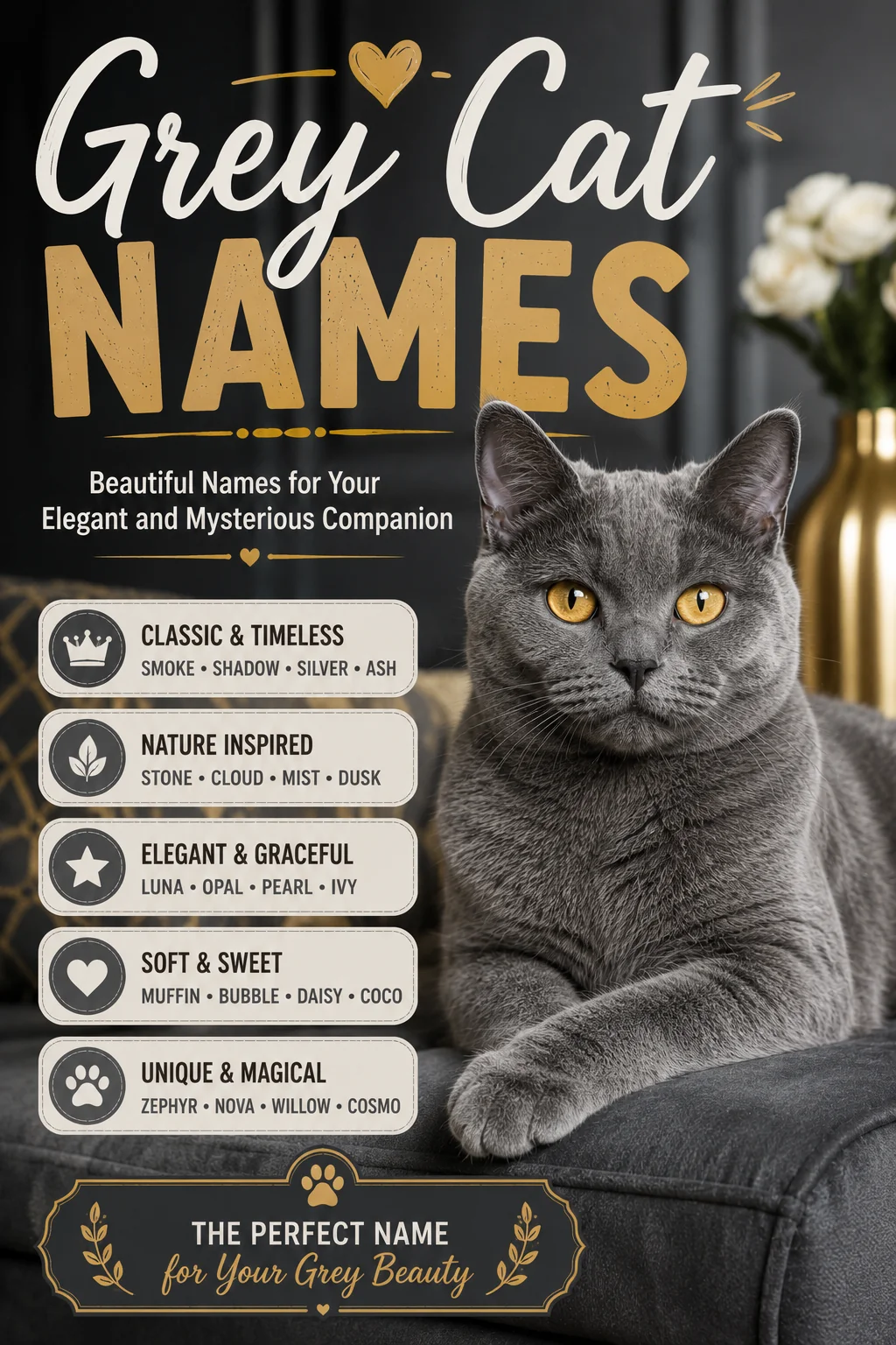 Grey Cat Names: 100 Cool, Smoky & Elegant Ideas